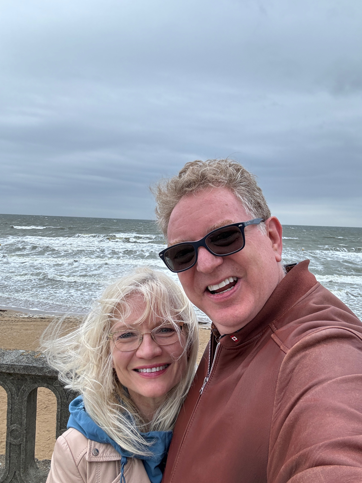 April and Guy Harris on the Plage de Cabourg